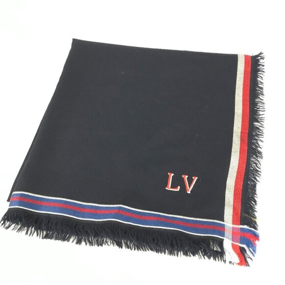 LOUIS VUITTON MP1702 LV logo Large fringe shawl scarf Stole/Shawl - Picture 12 of 15